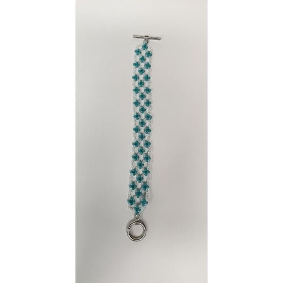 Handmade Jewelry by Ms. Lynda Aqua Beaded Bracelet - Picture 4 of 5